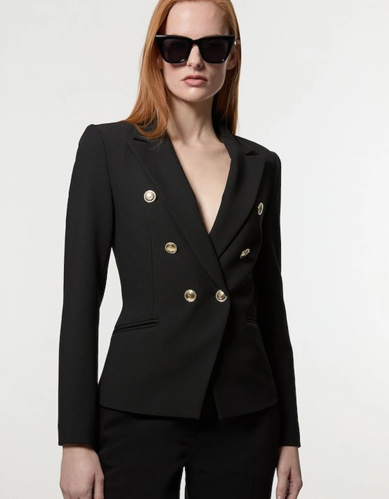 Petite Tailored Button Military Blazer