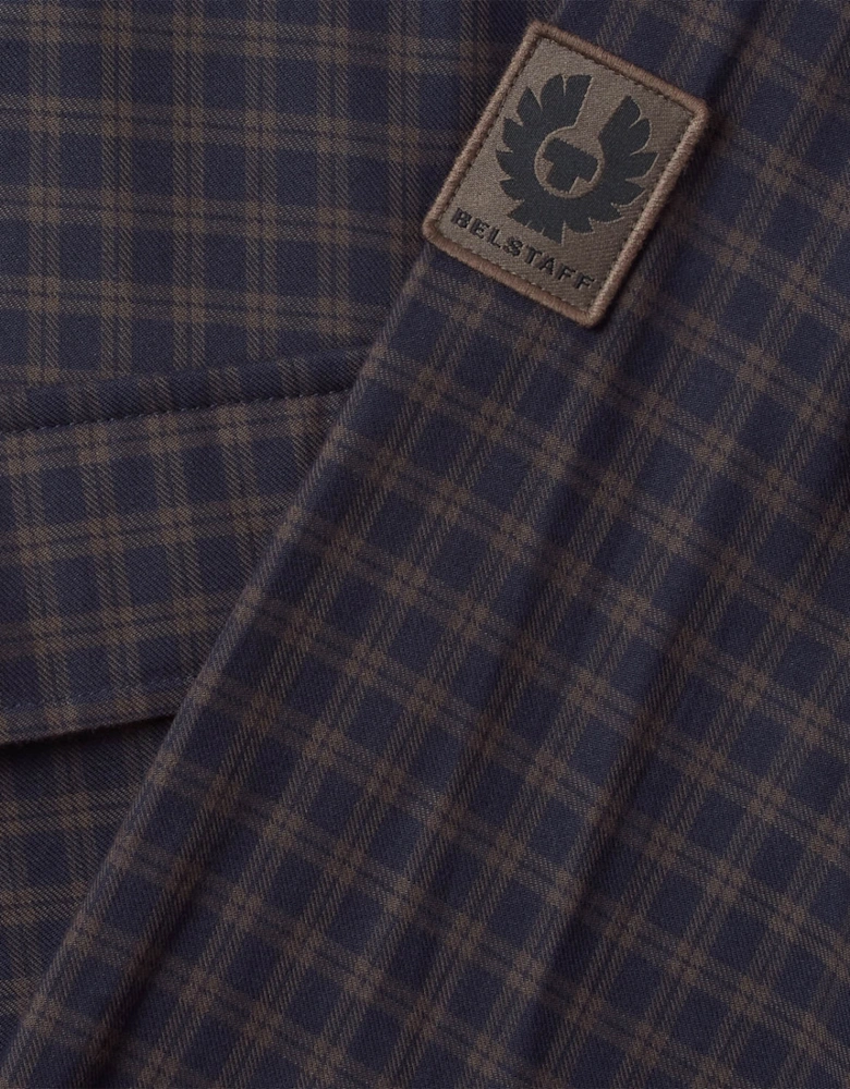 Scale Mens Long Sleeve Check Shirt - Dark Ink / Major Brown