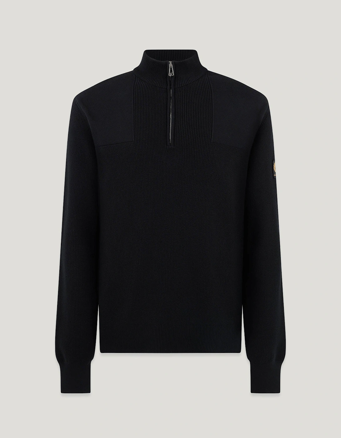 Men's Belstaff Commander Mens Quarter Zip Jumper - Black - Size: 38