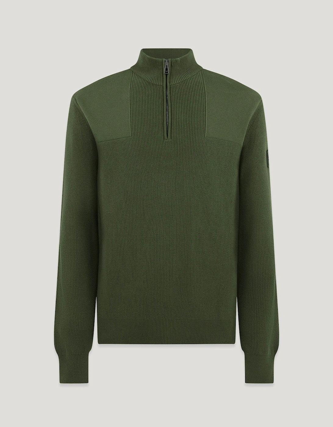 Commander Mens Quarter Zip Jumper - True Olive, 4 of 3