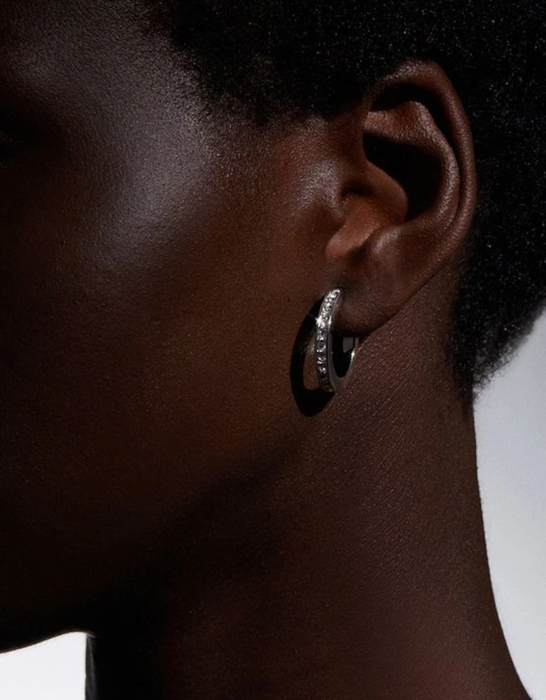 Hand Set European Crystal Small Hoop Earrings