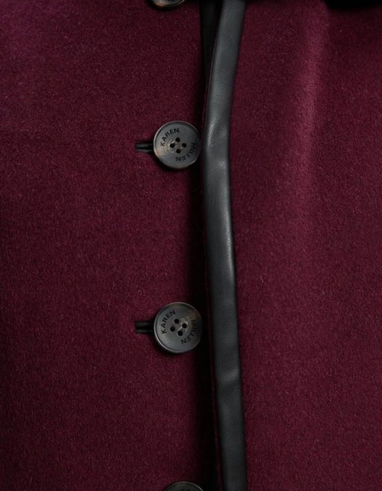 Petite Brushed Wool Pu Mix Detachable Scarf Tailored Crop Coat