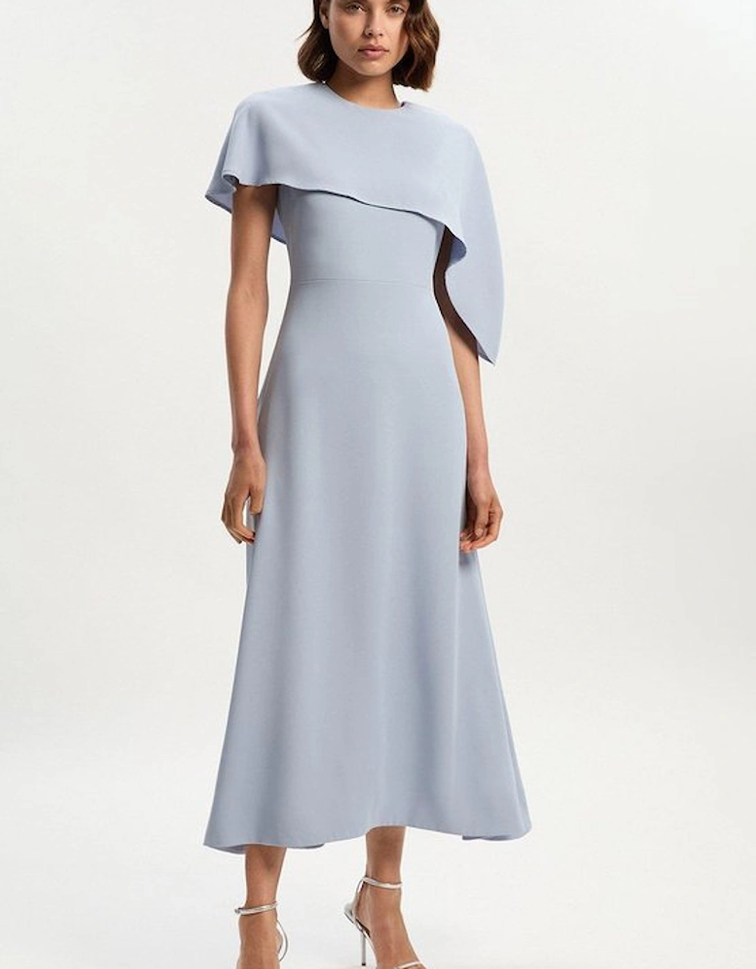 Soft Tailored Cape Detail Tailored Midi Dress, 2 of 1