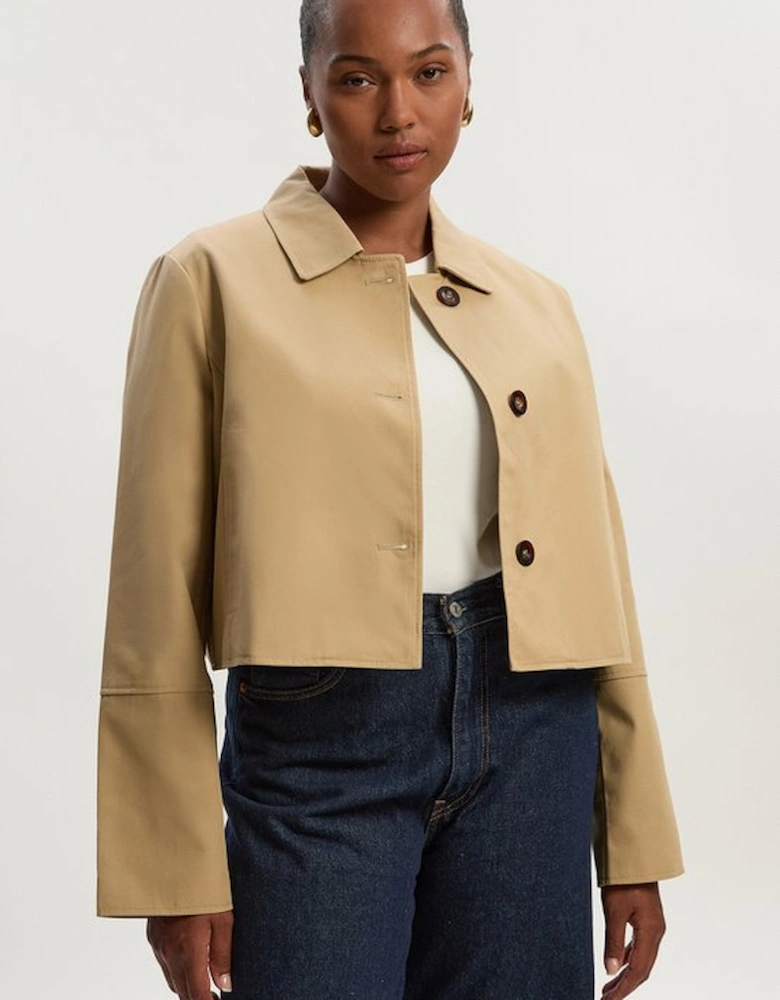 Plus Size Cotton Button Tailored Jacket