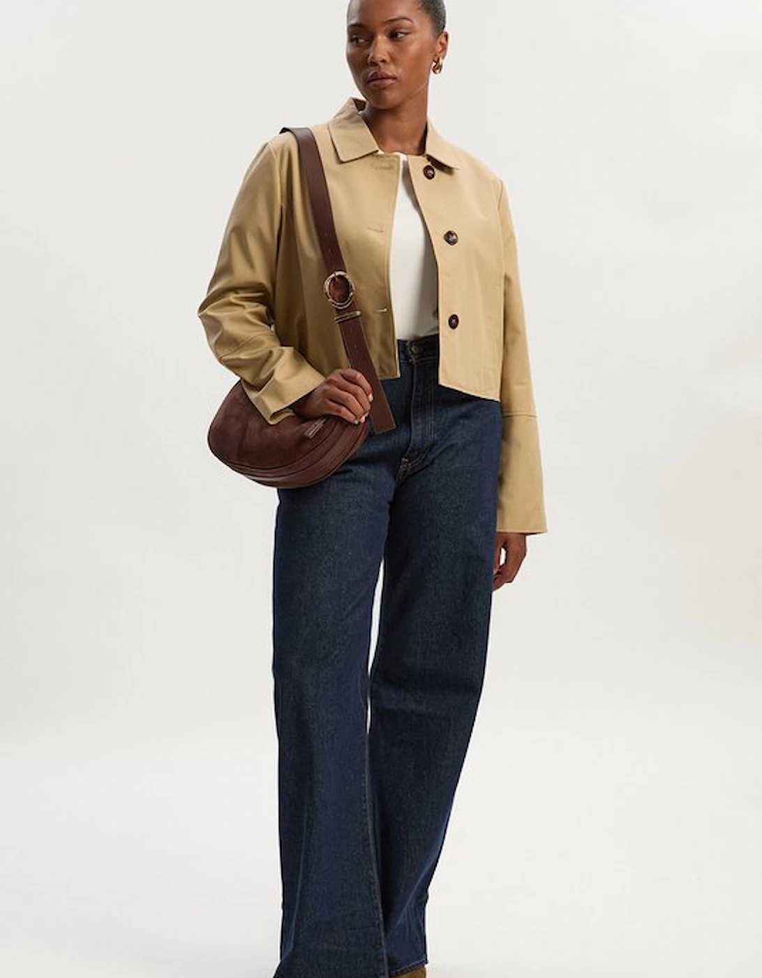 Plus Size Cotton Button Tailored Jacket