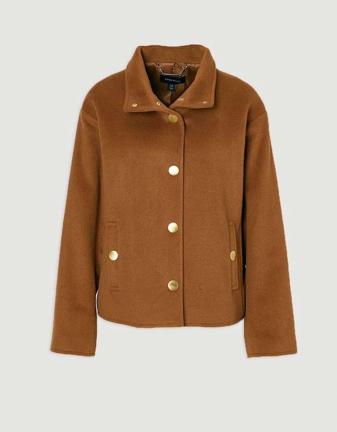 Brushed Wool  Funnel Neck Tailored Short Coat