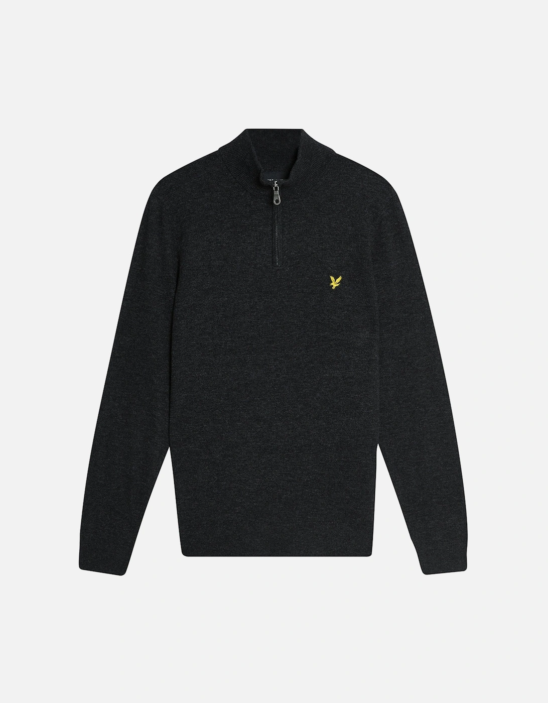 Lyle & Scott Lambswool Blend Quarter Zip Jumper - W155 Jet Black Marl