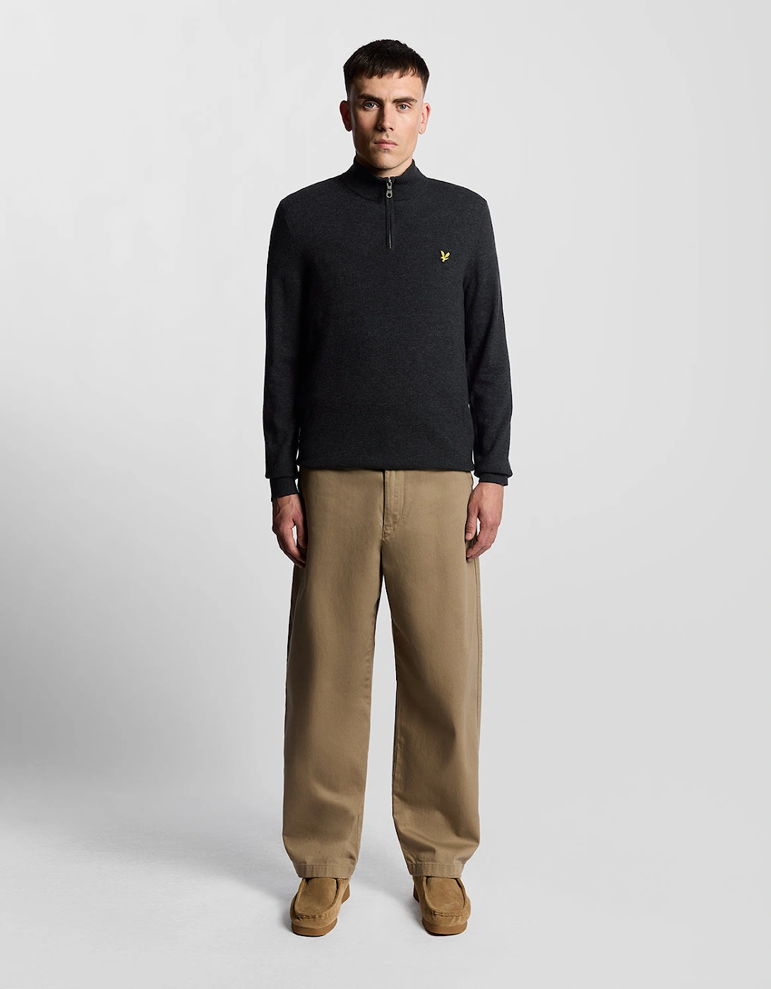 Lyle & Scott Lambswool Blend Quarter Zip Jumper - W155 Jet Black Marl