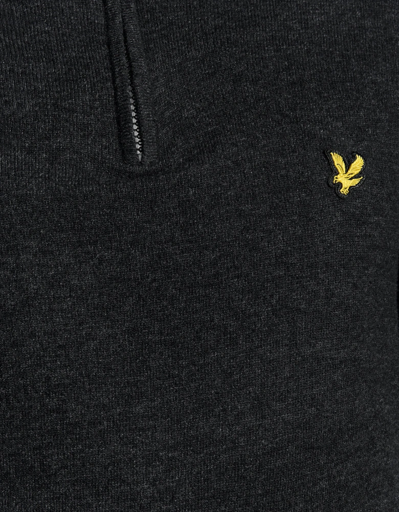 Lyle & Scott Lambswool Blend Quarter Zip Jumper - W155 Jet Black Marl