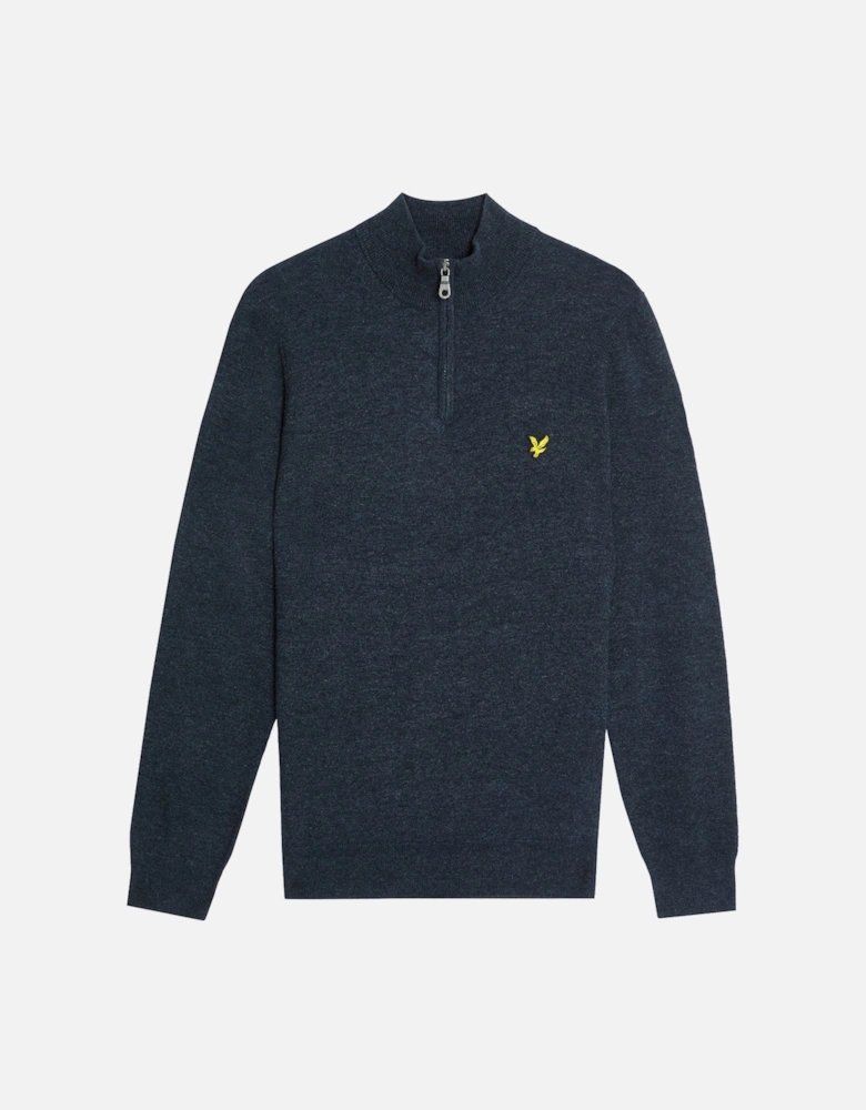 Lyle & Scott Lambswool Blend Quarter Zip Jumper - Z56 Dark Navy Marl