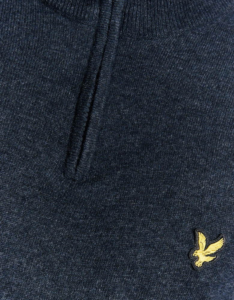 Lyle & Scott Lambswool Blend Quarter Zip Jumper - Z56 Dark Navy Marl