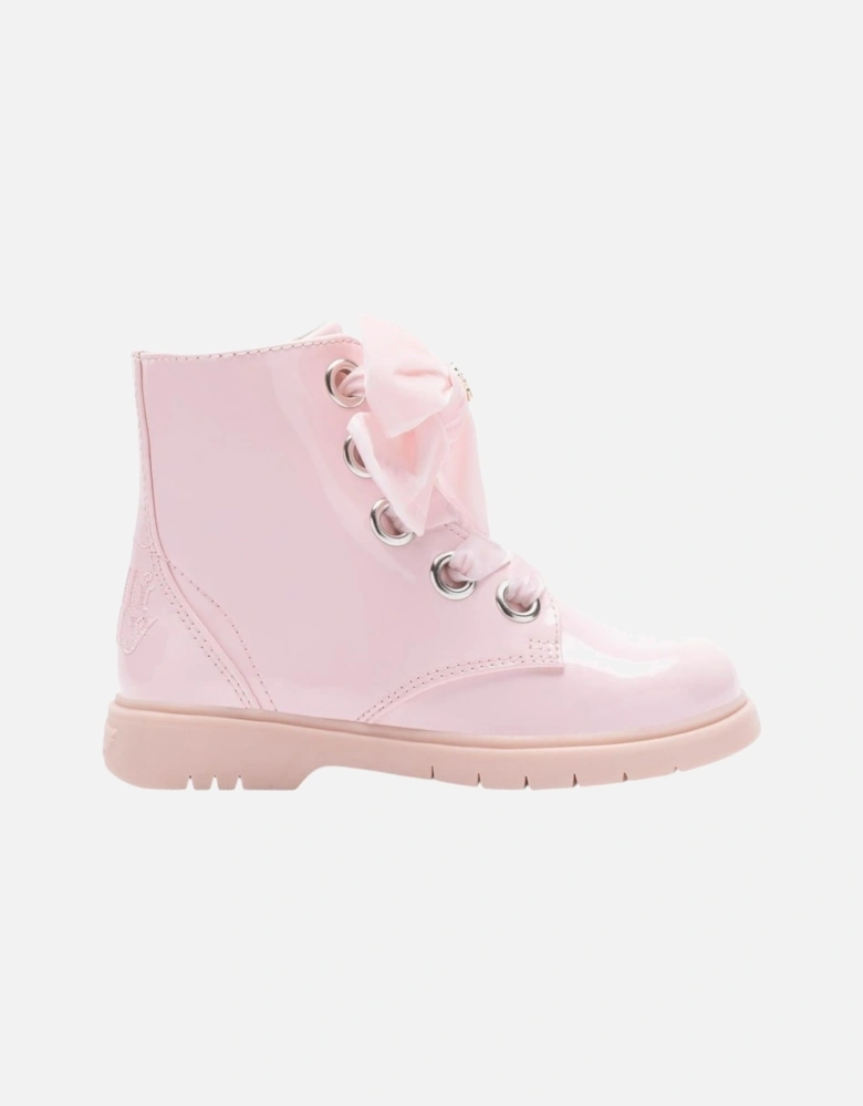 Girls Pale Pink Patent ‘Fior’ Boots