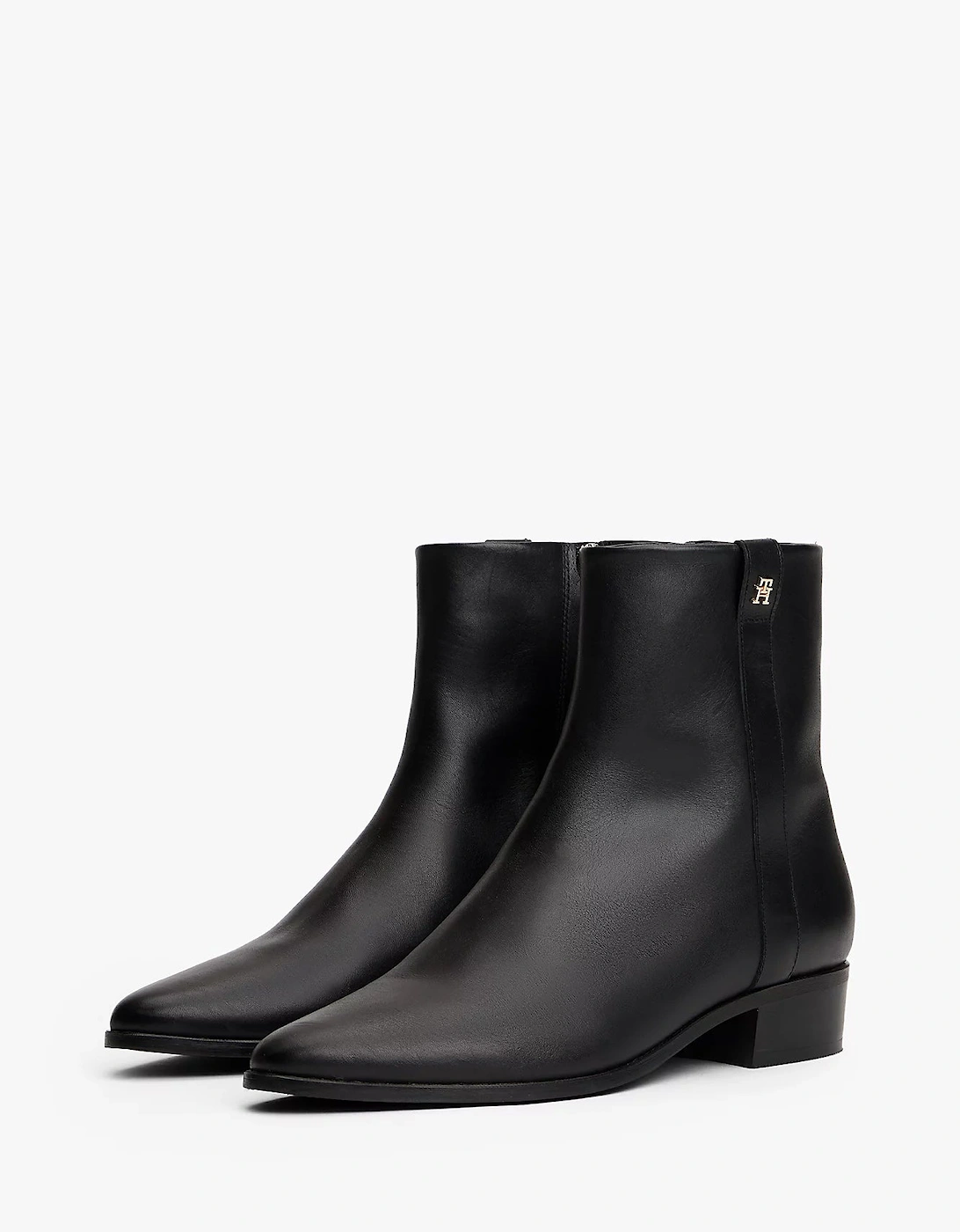 TH Leather Pointy Womens Zipped Booties - Black, 7 of 6