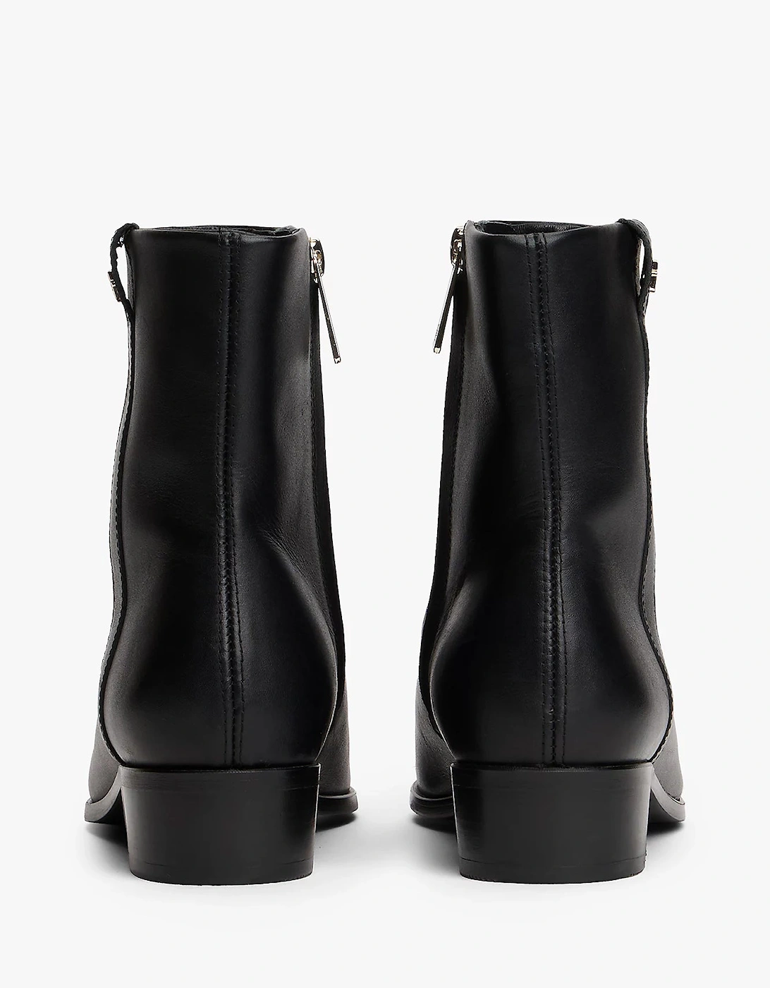 TH Leather Pointy Womens Zipped Booties - Black