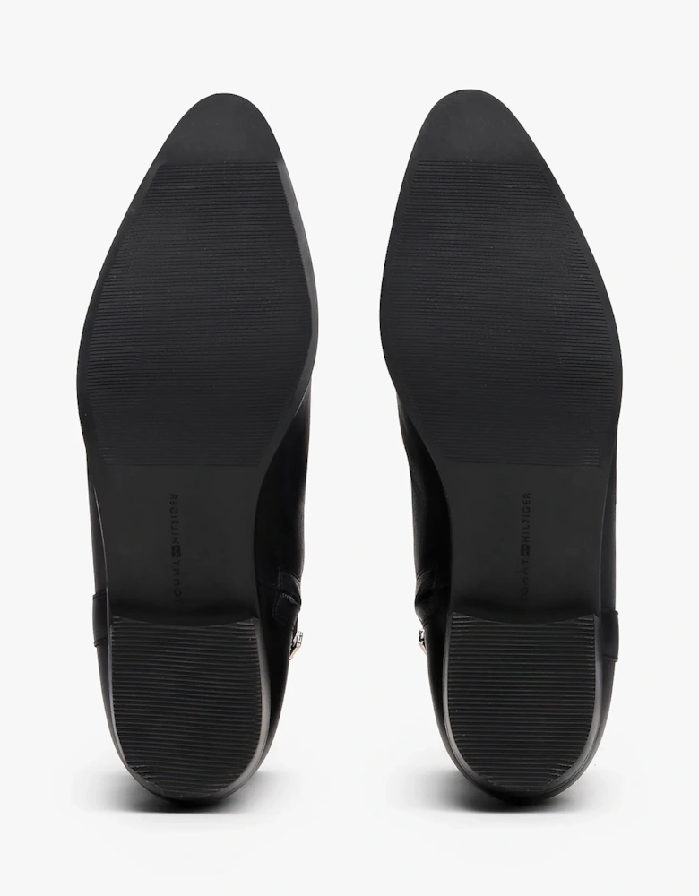 TH Leather Pointy Womens Zipped Booties - Black