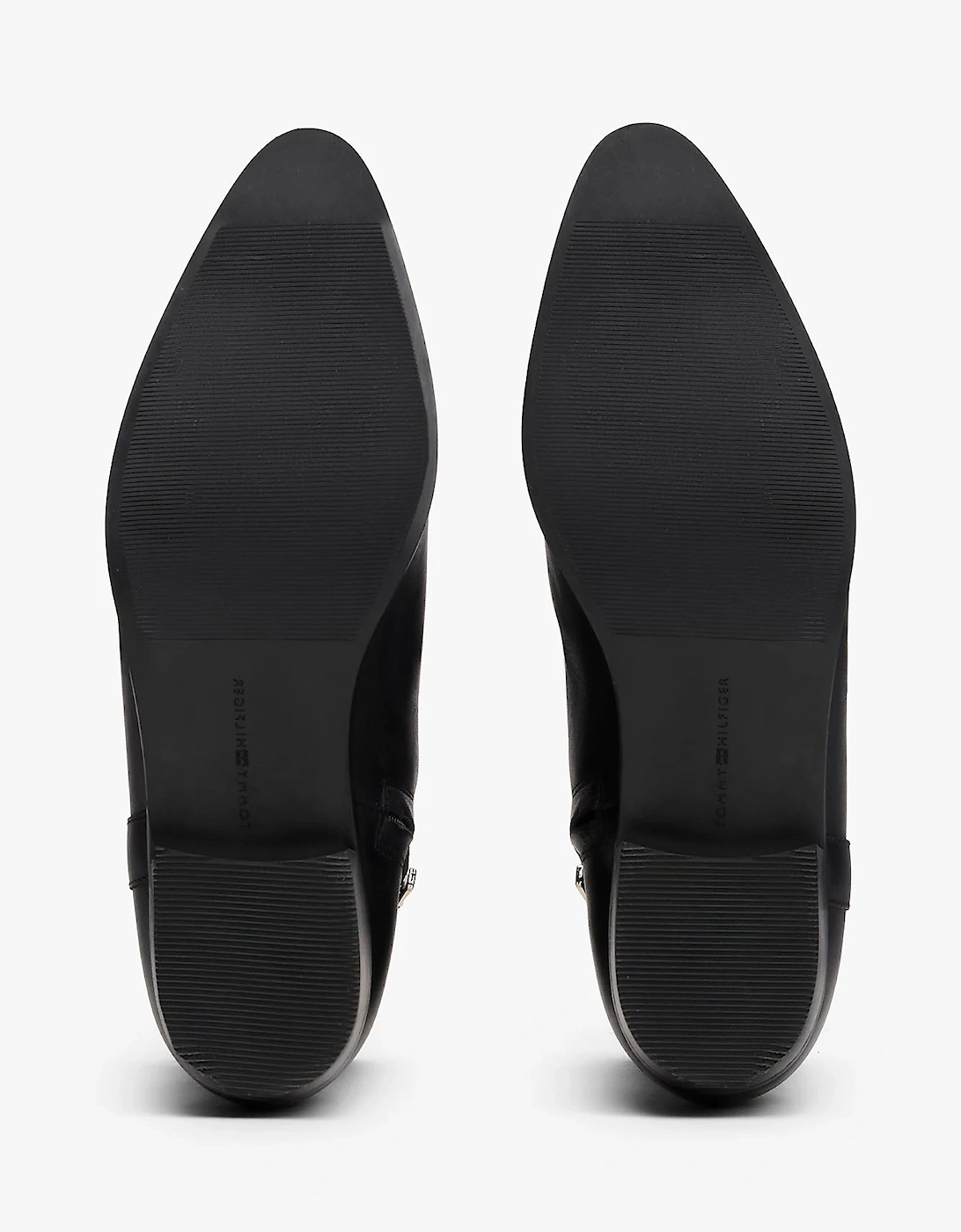 TH Leather Pointy Womens Zipped Booties - Black