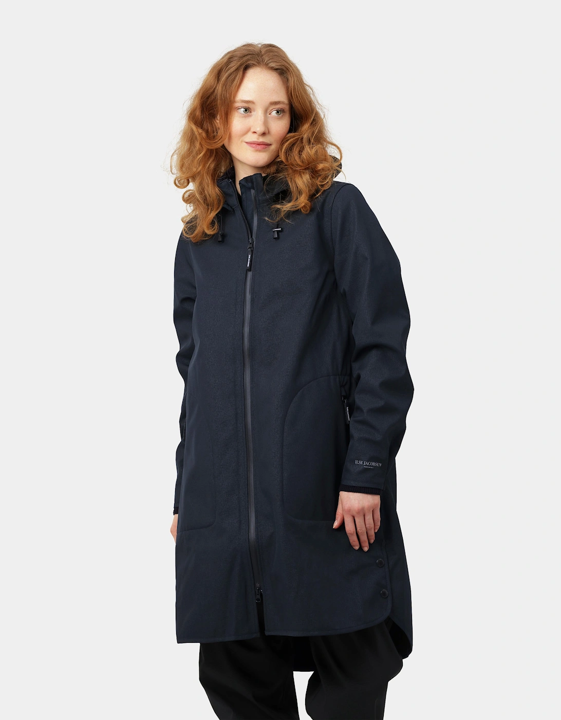 Women's Ilse Jacobsen Rain Womens A-Line Softshell Raincoat - Dark Indigo 660 - Navy - Size: UK16 eu42 us14