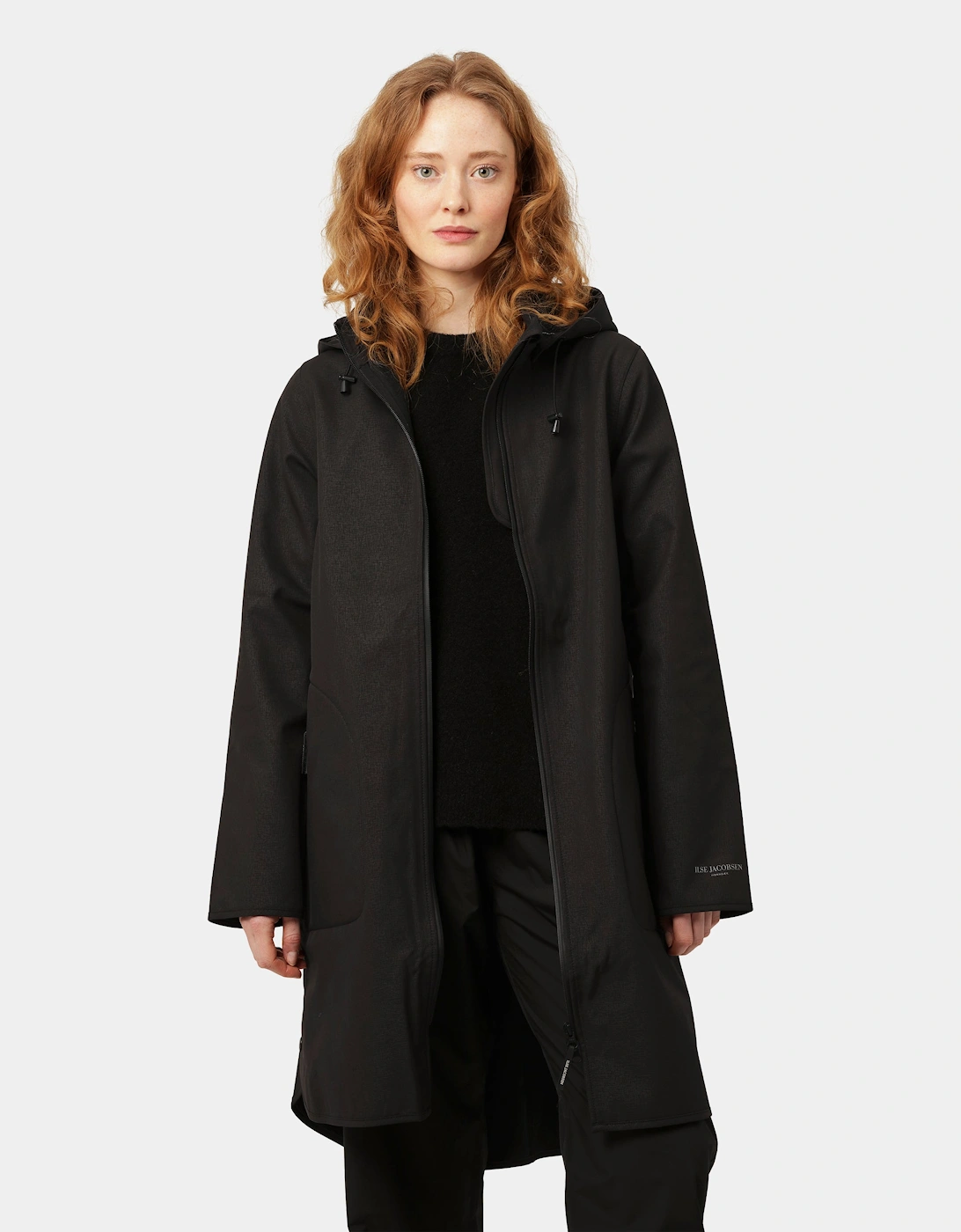 Women's Ilse Jacobsen Rain Womens A-Line Softshell Raincoat - Black 001 - Size: UK18 eu44 us16