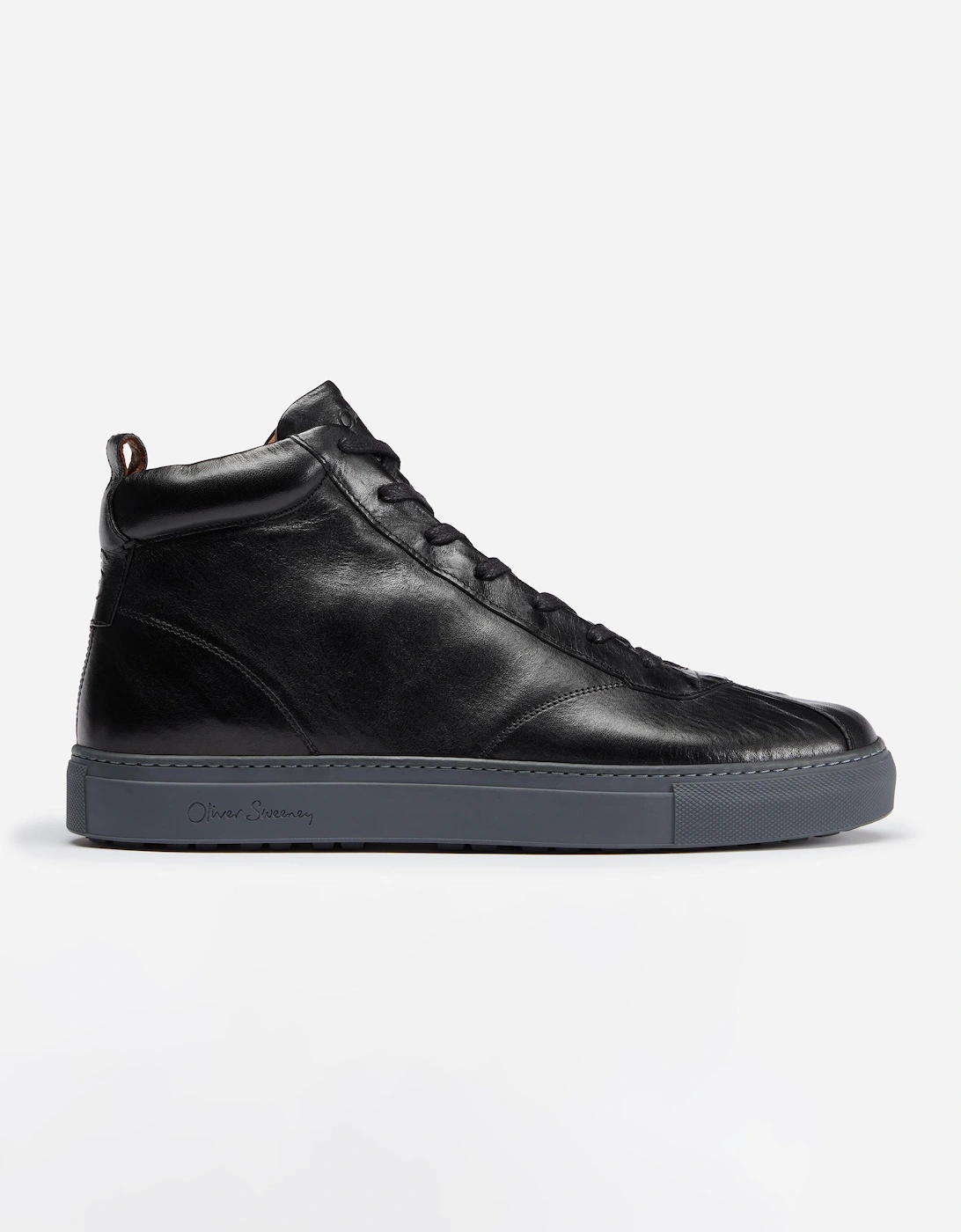 Defeza Mens Calf Leather Retro Hi-Tops - Black