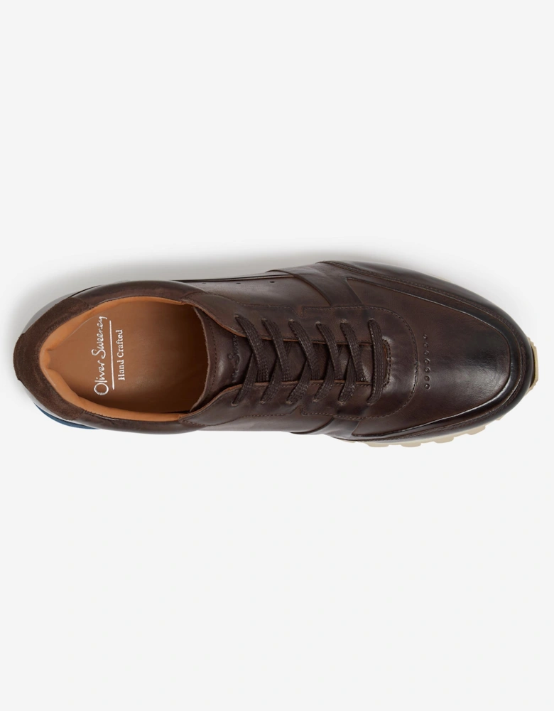 Gaia Mens Hand Finished Calf Leather Trainers - Dark Brown