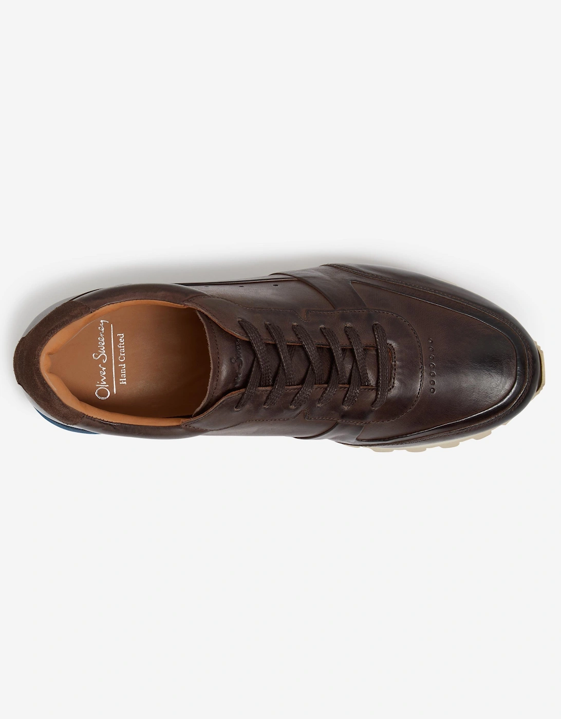 Gaia Mens Hand Finished Calf Leather Trainers - Dark Brown