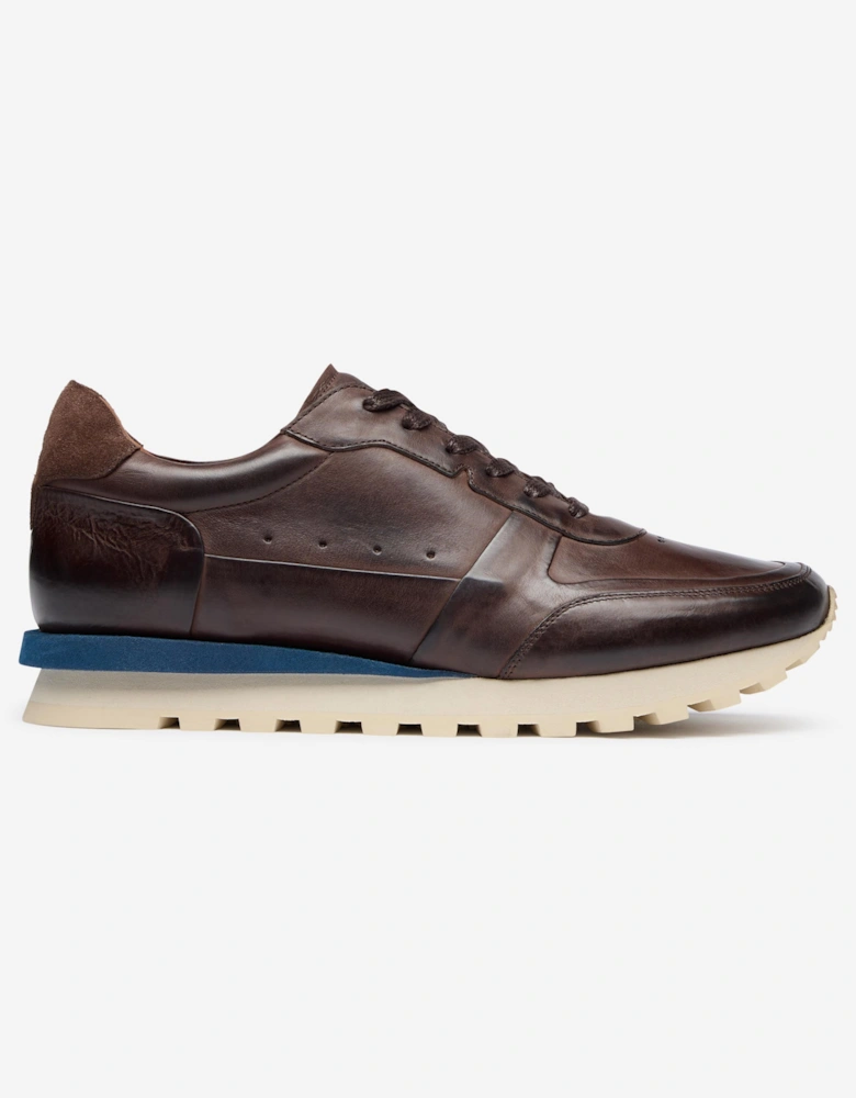 Gaia Mens Hand Finished Calf Leather Trainers - Dark Brown