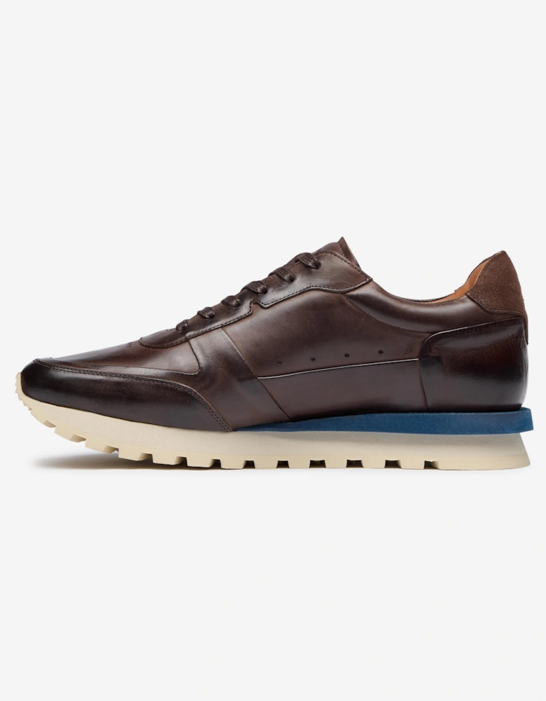 Gaia Mens Hand Finished Calf Leather Trainers - Dark Brown