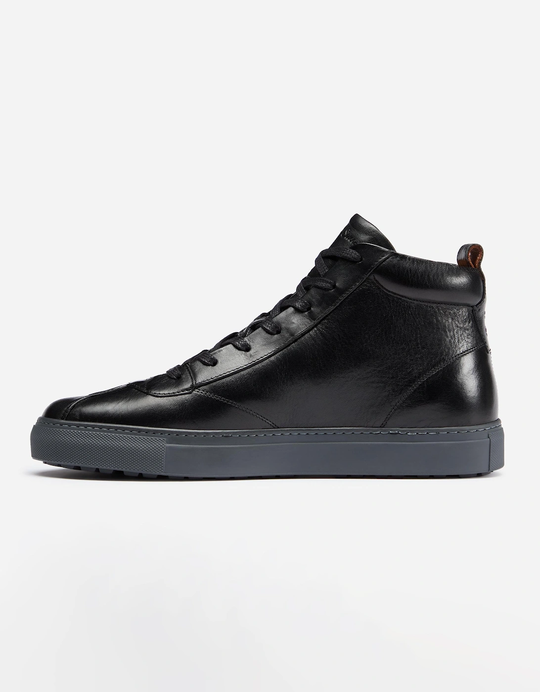 Defeza Mens Calf Leather Retro Hi-Tops - Black