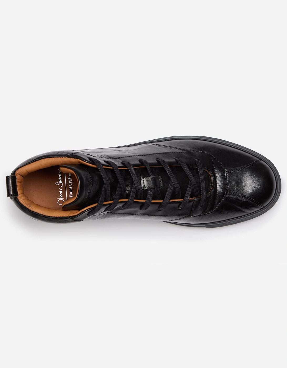 Defeza Mens Calf Leather Retro Hi-Tops - Black