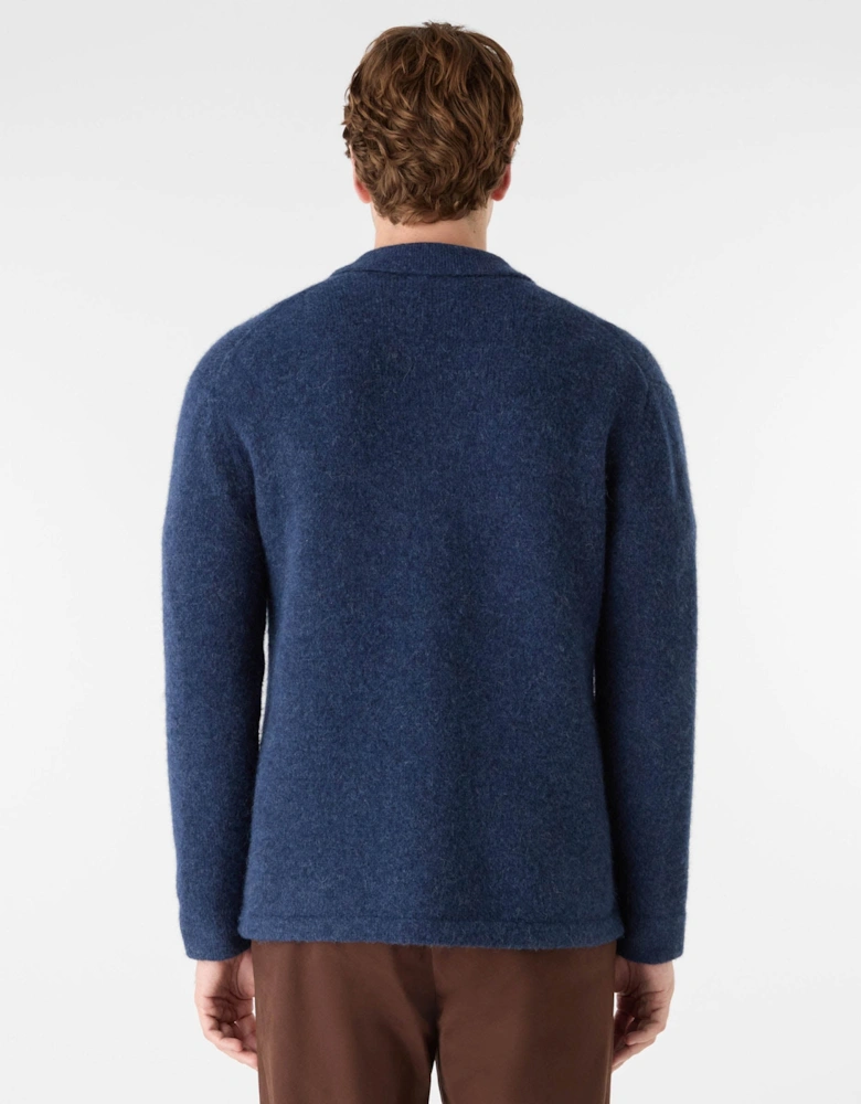 Heywood Mens Alpaca Wool Blend Knitted Overshirt - Navy