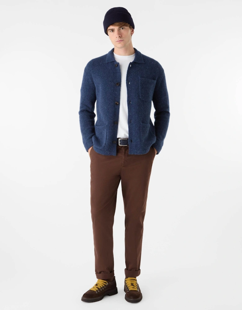 Heywood Mens Alpaca Wool Blend Knitted Overshirt - Navy