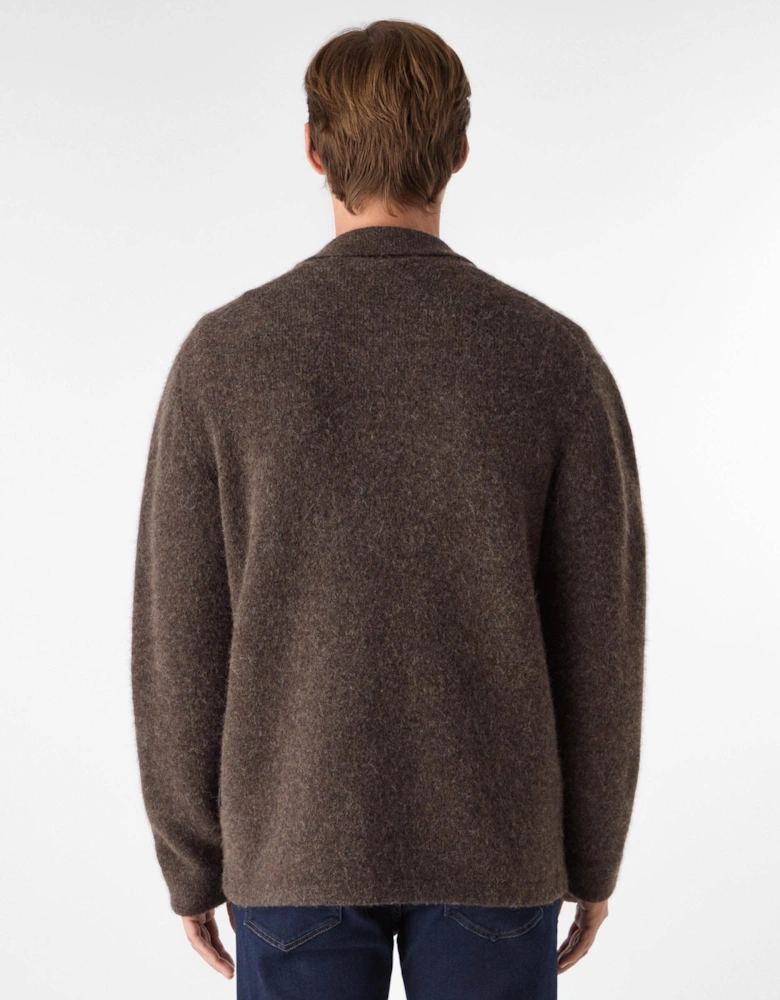 Heywood Mens Alpaca Wool Blend Knitted Overshirt - Chocolate