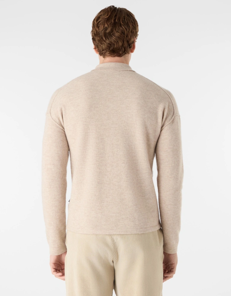 Killala Mens Alpaca Wool Blend Quarter Zip Jumper - Biscotto