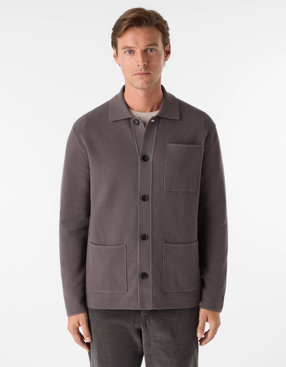 Kingsbridge Mens Combed Cotton Overshirt - Mole, 4 of 3