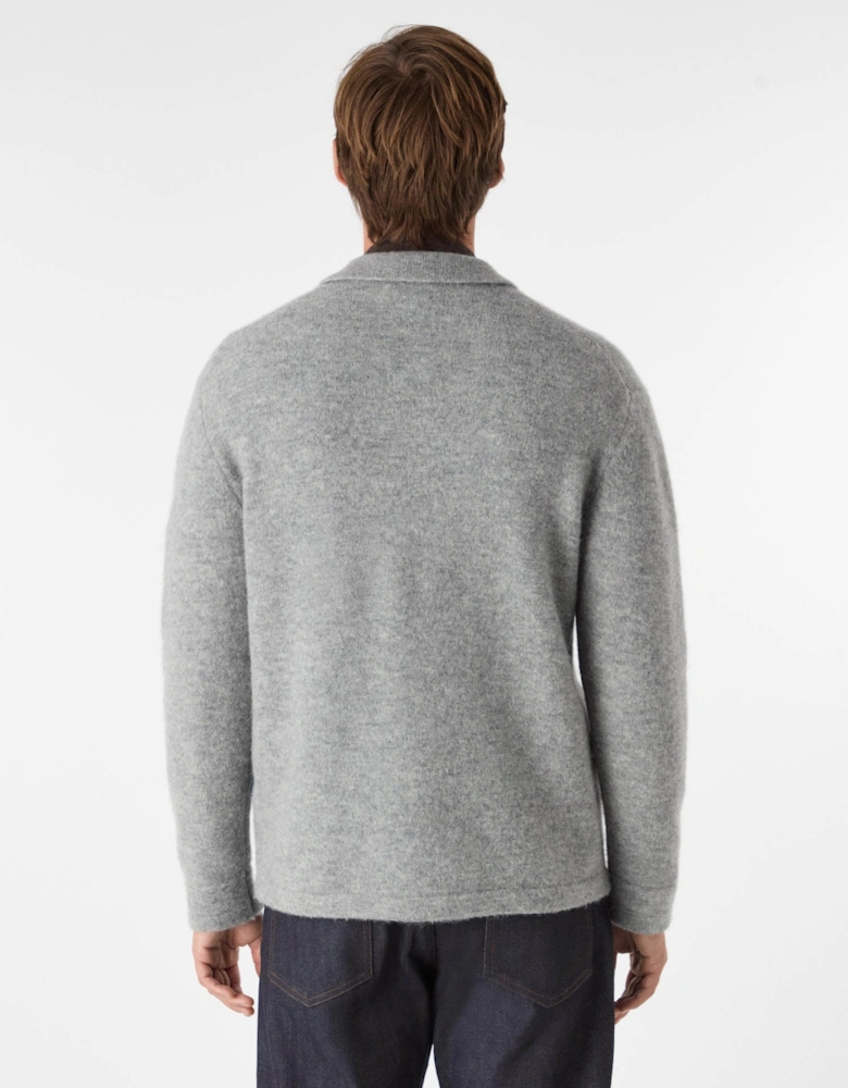 Heywood Mens Alpaca Wool Blend Knitted Overshirt - Grey