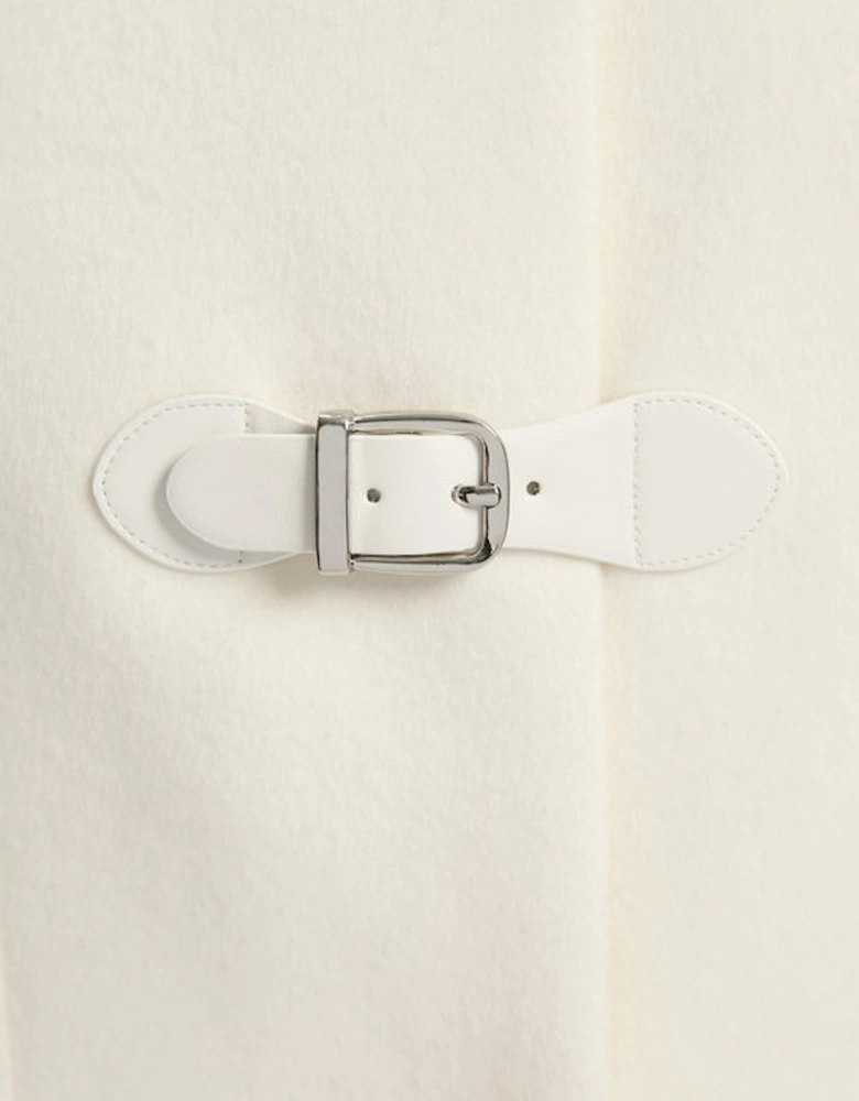 Brushed Wool And Shearling Buckle Detail Short Tailored Coat