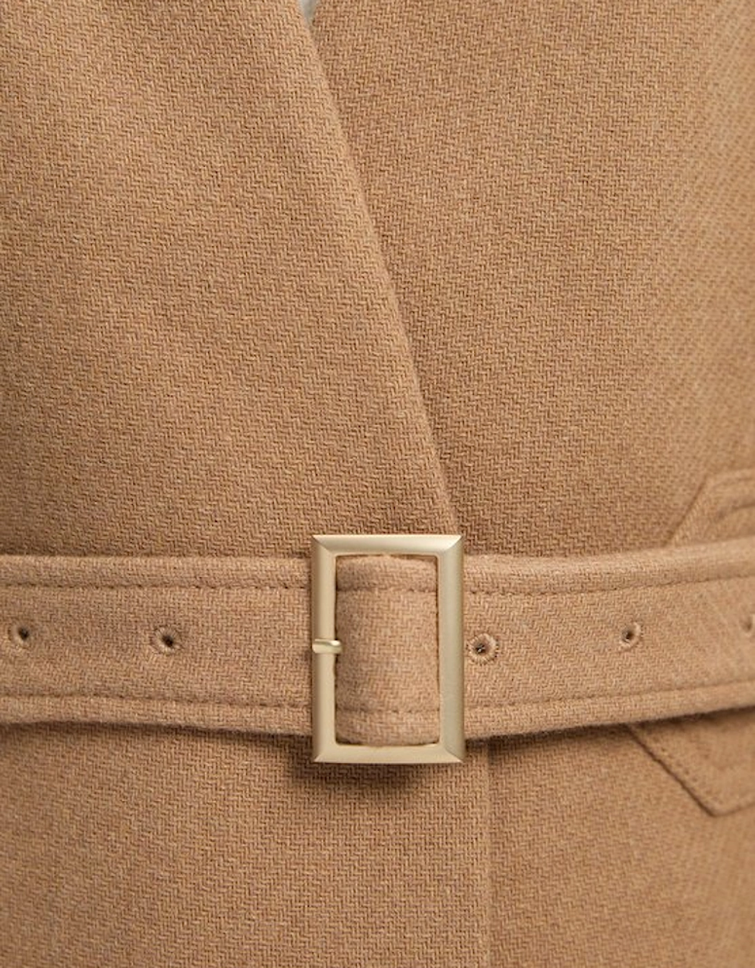 Petite Wool Investment Notch Neck Belted Detail Tailored Maxi Coat