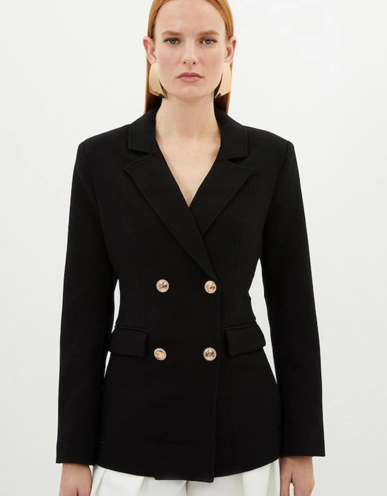 Compact Stretch Essential Tailored Doubled Breasted Blazer