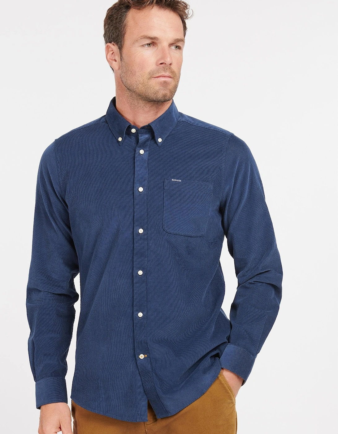 Men's Barbour Ramsey Tailored Mens Shirt - Dark Denim - Navy - Size: 42/Regular