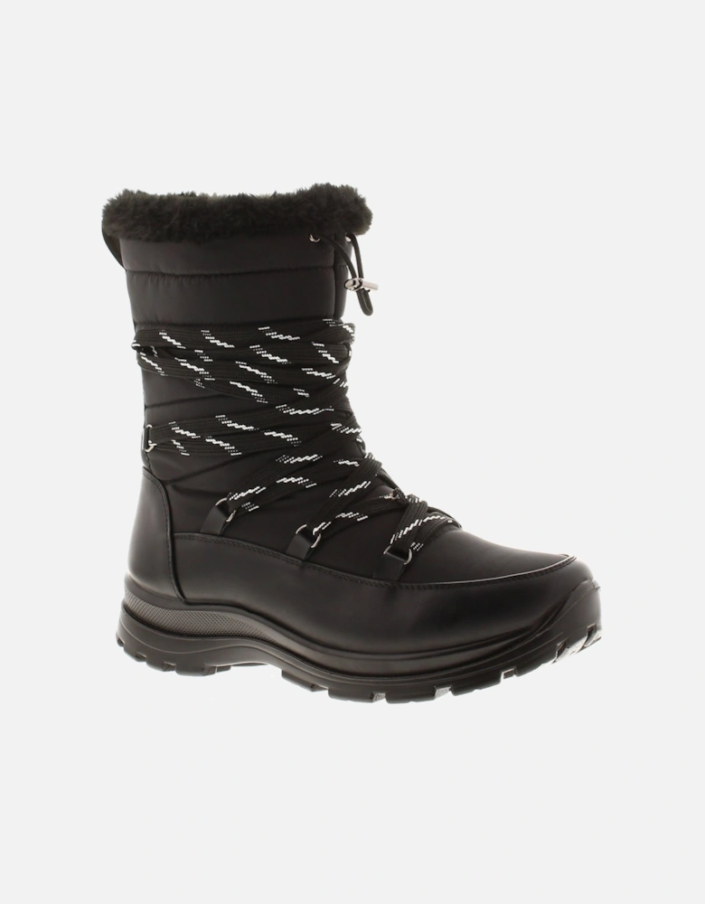 Womens Boots Challenge Zip Fasten Quilted Plush Lining Black UK Size