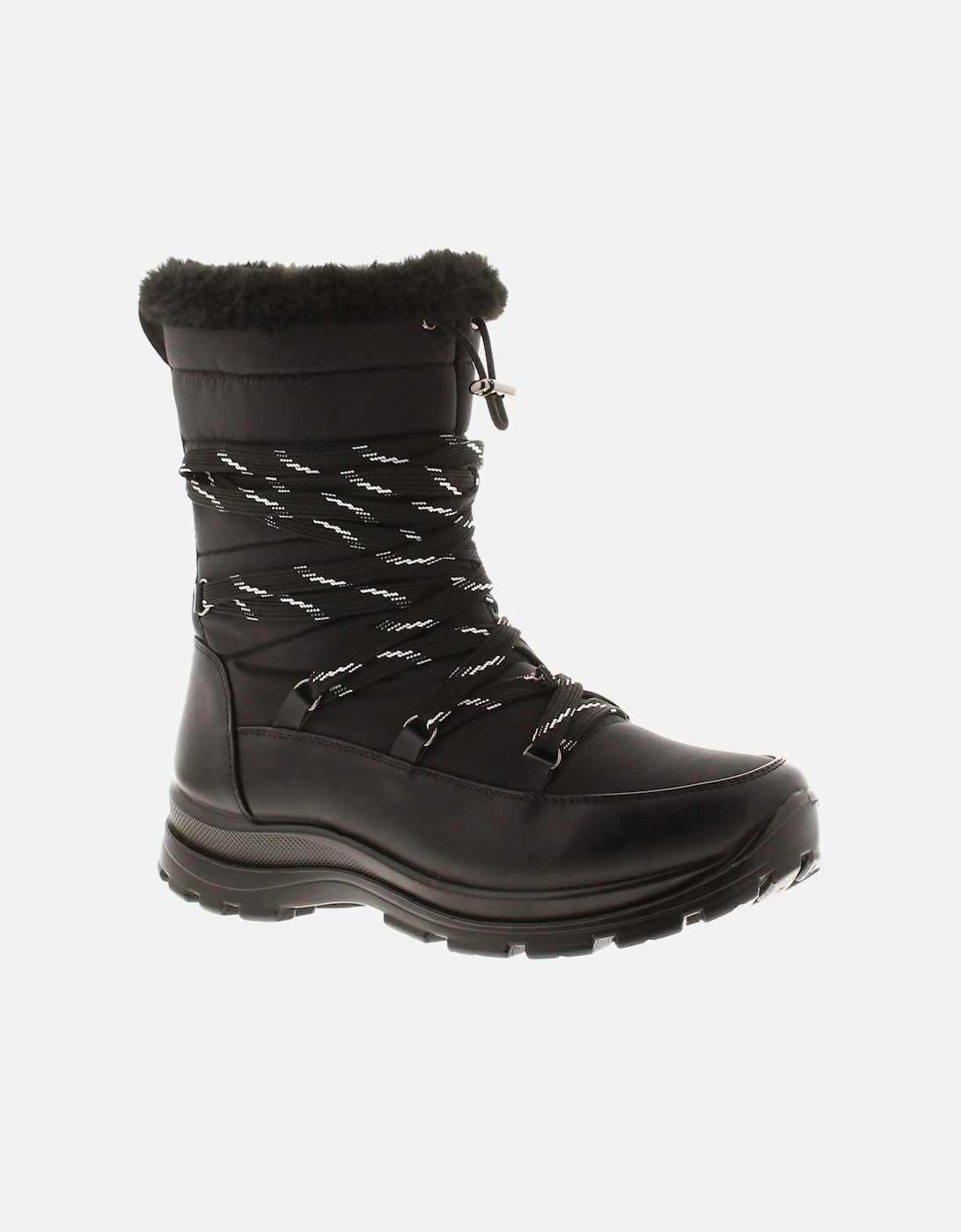 Womens Boots Challenge Zip Fasten Quilted Plush Lining Black UK Size, 6 of 5