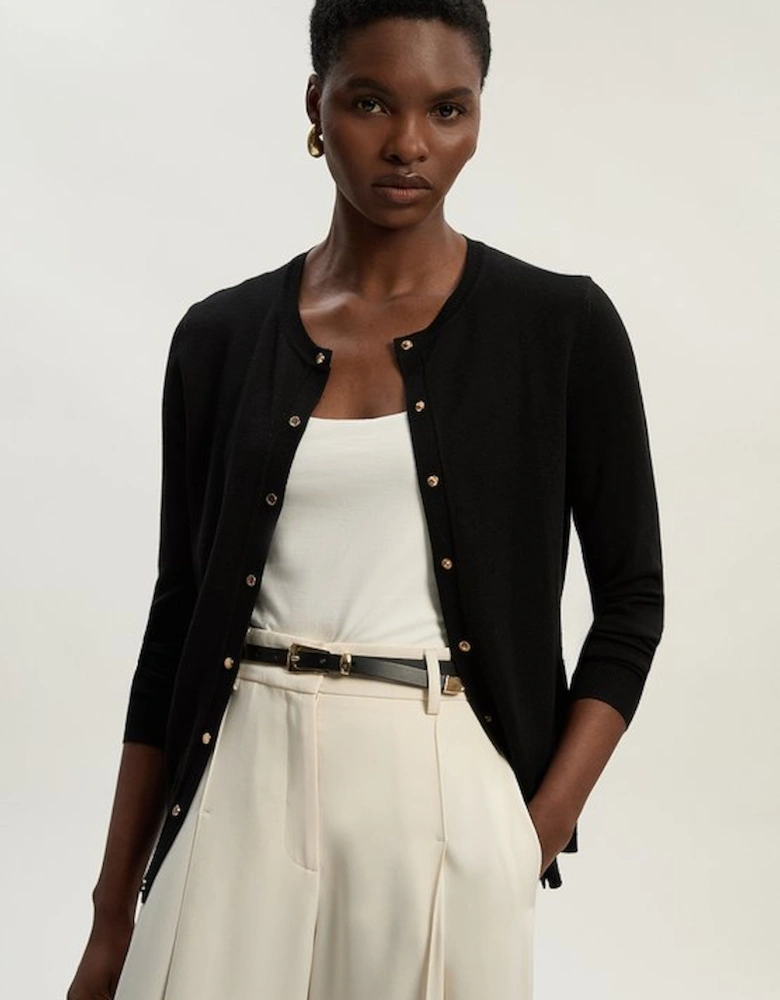 Viscose Blend Popper Knitted Cardigan