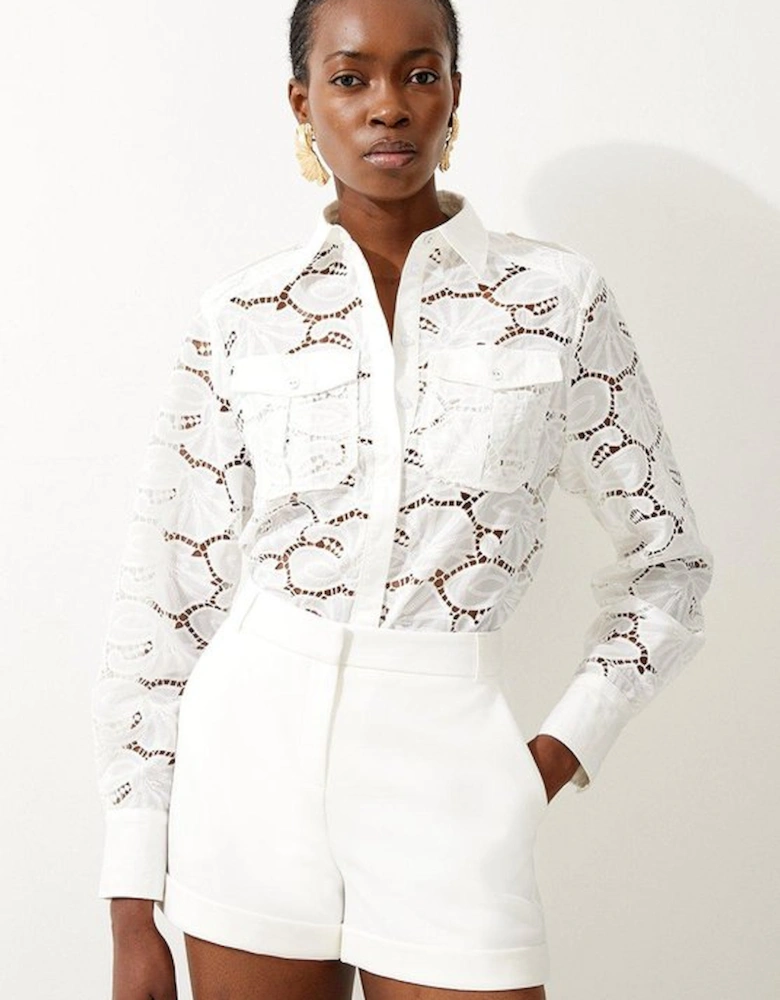 Cotton Cutwork Woven Shirt