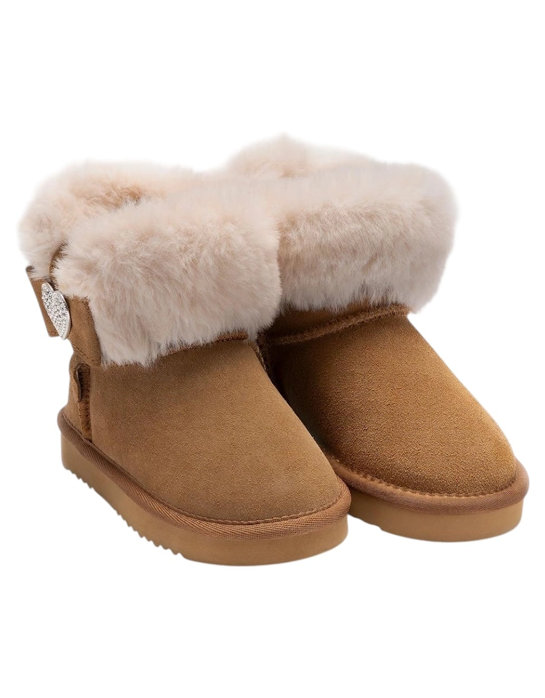 Girls Brown Suede ‘Zoey’ Fluffy Boots