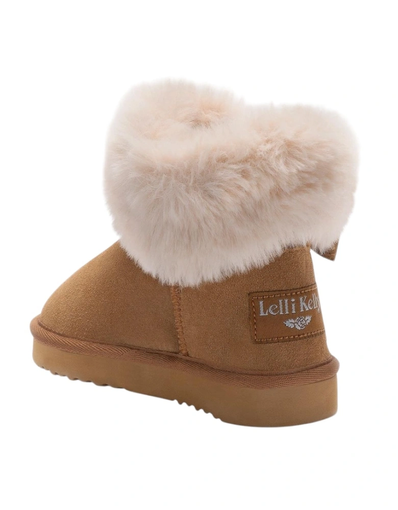 Girls Brown Suede ‘Zoey’ Fluffy Boots