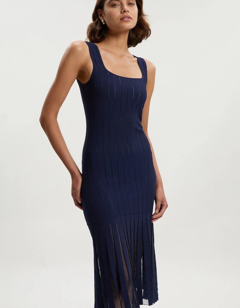 Petite Compact Stretch Square Neck Knitted Flippy Dress