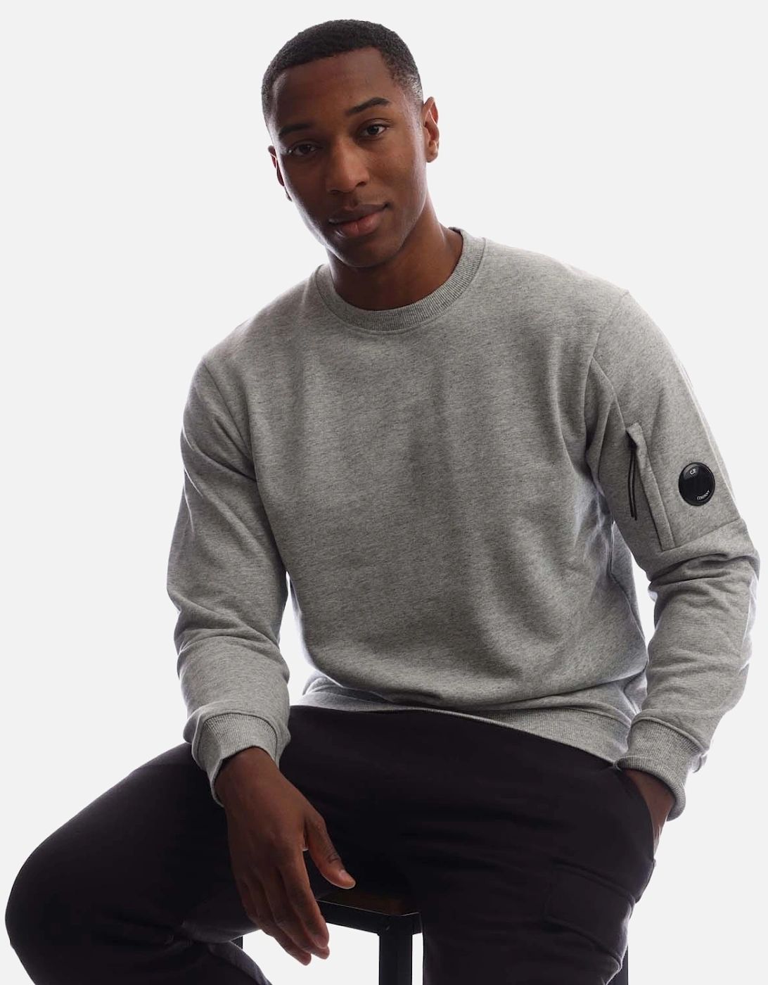 Diagonal Raised Fleece Lens Crewneck Sweatshirt