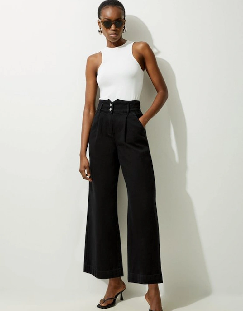 Petite Denim Wide Leg Trousers
