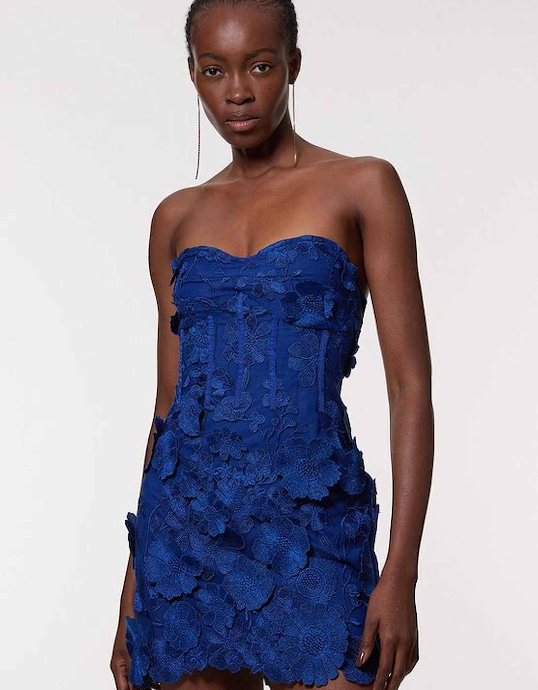 Floral Applique Structured Woven Mini Dress, 2 of 1