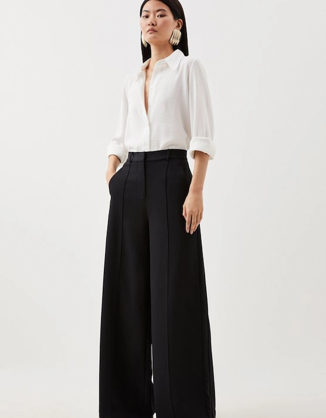 Tall Premium Woven Viscose Crepe Wide Leg Trouser, 2 of 1